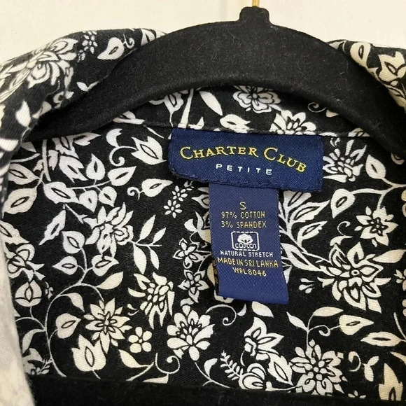 Charter club women’s size, S petite white and black denim jacket, long sleeve - Picture 3 of 4